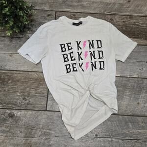 LuluSimonStudio White Tri-Blend Be Kind T-Shirt, Size Small